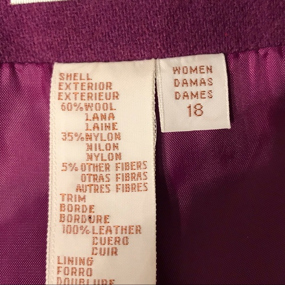 Purple Wool Rare Vintage Leather Trim Blazer - Picture 12 of 13